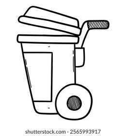 Hand drawn doodle wheelie bin isolated on a white background. Vector illustration.