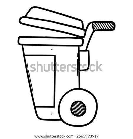 Hand drawn doodle wheelie bin isolated on a white background. Vector illustration.