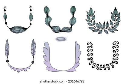 Hand Drawn Doodle Whimsical Wreaths 