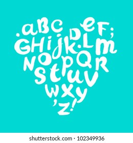 Hand drawn doodle white alphabet, template for design and decoration