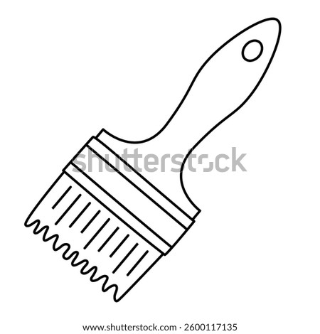 Hand drawn doodle wide flat paintbrush, vector illustration, black outline.