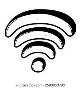 Hand drawn doodle wi-fi icon isolated on white background. Vector illustration.