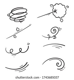 hand drawn doodle wind collection illustration cartoon manga style vector