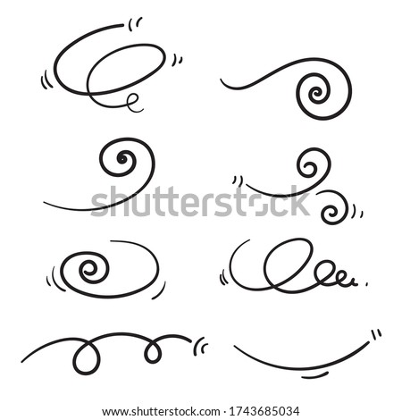 hand drawn doodle wind collection illustration cartoon manga style vector