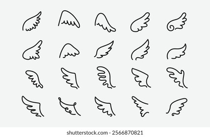 Hand Drawn Doodle Wings Vector Pack