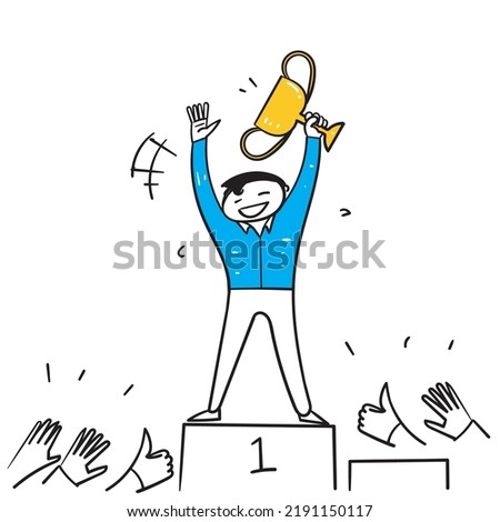 hand drawn doodle winner podium illustration vector isolated