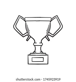 hand drawn doodle winner trophy illustration icon vector isolated