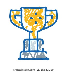 Dibujado a mano doodle de una taza de trofeo de ganadores sobre fondo blanco, icono de estilo de boceto que simboliza la victoria, el logro, el campeonato, el éxito, la celebración y el reconocimiento del primer lugar
