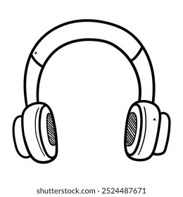 Auriculares inalámbricos dibujados a mano aislados sobre fondo blanco. Ilustración vectorial.