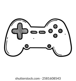 Hand drawn doodle wireless video game joystick isolated on white background. Vector illustration.