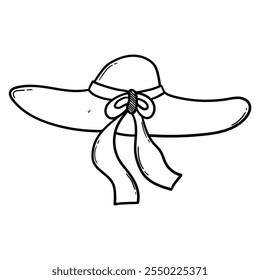 Hand drawn doodle woman's hat isolated on white background. Vector illustration.
