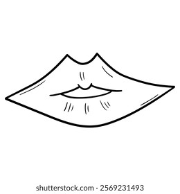 Hand drawn doodle woman's lips isolated on white background. Vector illustration.