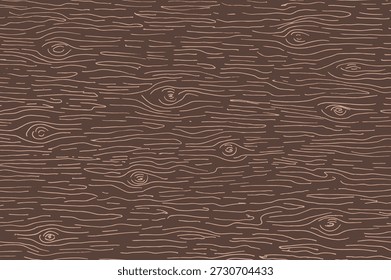 Hand drawn doodle wood texture illustration with wavy contours. Simple. dark outline design showing organic natural structure with flowing linear elements. Vector brown tree gradient bg.