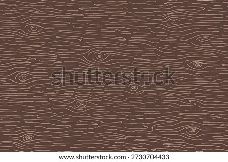 Hand drawn doodle wood texture illustration with wavy contours. Simple. dark outline design showing organic natural structure with flowing linear elements. Vector brown tree gradient bg.