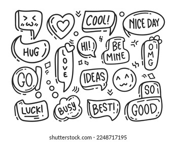 hand drawn doodle word bubbles with assorted words