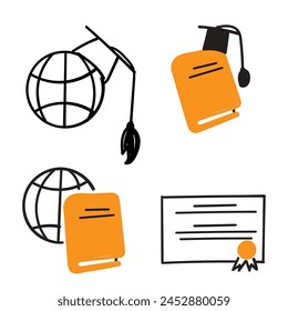 hand drawn doodle world education related illustration