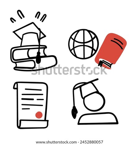 hand drawn doodle world education related illustration
