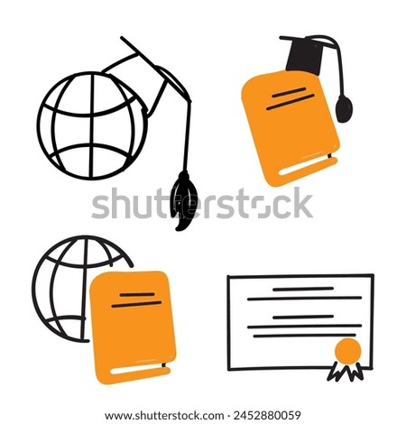 hand drawn doodle world education related illustration