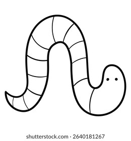 Hand drawn doodle worm isolated on white background. Vector illustration.