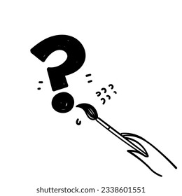 hand drawn doodle Hand writes question mark illustration