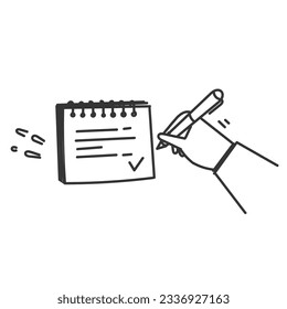 hand drawn doodle hand writing on memo paper note illustration vector