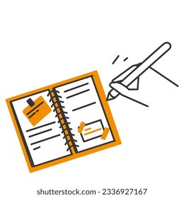 hand drawn doodle hand writing on memo paper note illustration vector