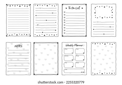 Hand drawn Doodle Writing papers for Valentine’s Day