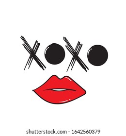 hand drawn doodle xoxo illustration symbol for hug and kiss doodle style