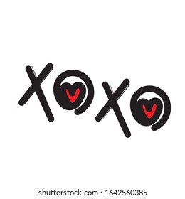 hand drawn doodle xoxo illustration symbol for hug and kiss doodle style