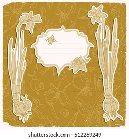 Hand drawn doodle yellow flowers background or invitation for celebration with space for text vector illustration