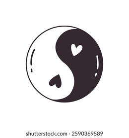 Hand drawn doodle yin yang symbol isolated on white background. Vector illustration.