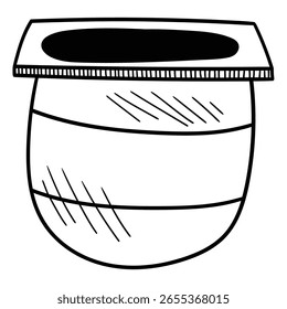 Hand drawn doodle yogurt isolated on white background. Vector illustration.