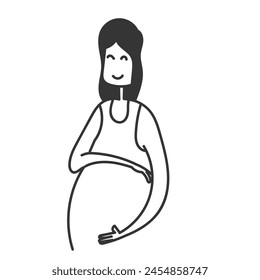 hand drawn doodle young pregnant woman illustration