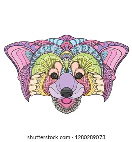 Hand Drawn Doodle Zentangle red panda Illustration-vector