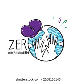 doodle dibujado a mano símbolo de día de discriminación cero vector aislado