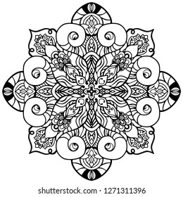 Hand drawn doodled mandala, vector illustration.