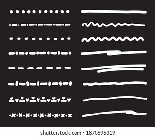 Hand drawn doodles. Abstract decorative lines. Hand drawn underlines. Elements are drawn in a linear style. Black and white illustration