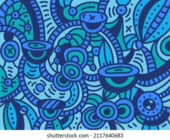 Hand drawn doodles background. Abstract drawing for dynamic designs. Connected lines. Color line vector illustration.