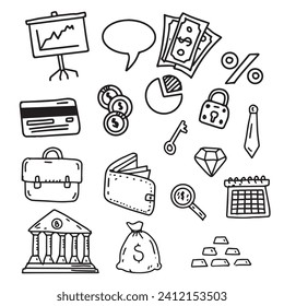 Hand drawn doodles bank sketch illustration