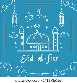 hand drawn doodles eid al fitr islamic celebration day Vector EPS 10