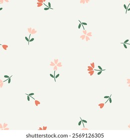 Hand drawn doodles heart shaped flowers vector. Abstract cartoon seamless pattern. Texture for card, fabric, wrapping, textile, wallpaper, background, paper gif, scarf, phone case, wrapping.