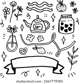 hand drawn doodles line design.