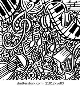  Hand drawn doodles music elements 
