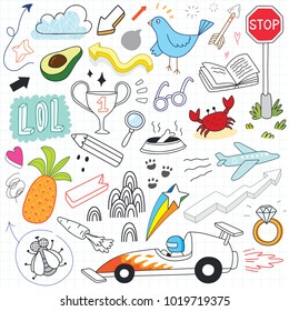 hand drawn doodles set