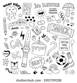 Hand drawn doodles set. Vector illustration