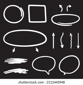 Hand drawn doodles. Simple outlined objects on isolated background. Elements are drawn in a linear style. Black and white illustration