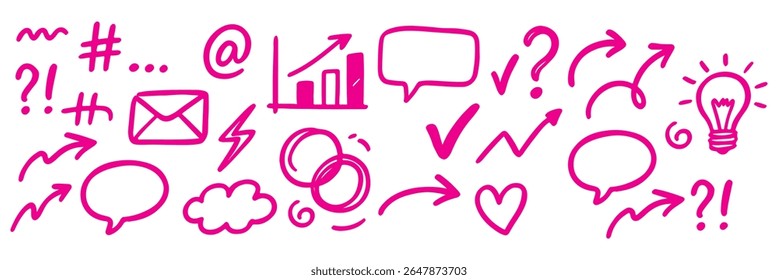 Hand drawn doodles vector, hand drawn sketch line style elements