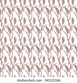 Hand drawn Doodles Wheat ears - Vector Seamless pattern