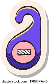 Icono de etiqueta de la manecilla de puerta dibujada a mano en ilustración vectorial de estilo de pegatina