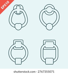 hand drawn door knocker design vector flat modern isolated illustration